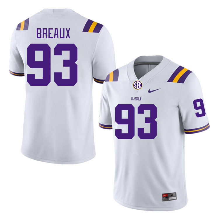 Men #93 Ahmad Breaux LSU Tigers College Football Jerseys Stitched-White